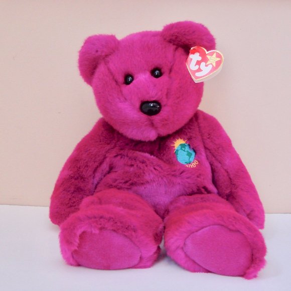 Ty Beanie Buddy Millennium Purple Bear Stuffed Plush Toy 1999 2000 Collectible - Picture 3 of 14